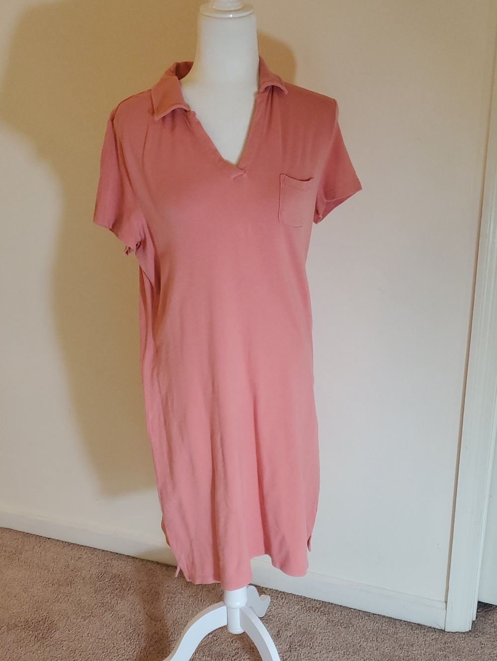 Hannah Coral Knit Tee Dress